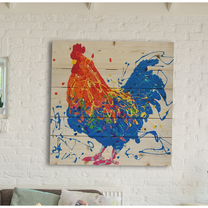 August Grove Xander The Rooster Acrylic Painting Print On Wood