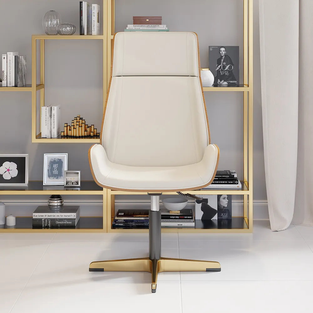 Willa Arlo Interiors Glendale PU Leather Upholstered Office Chair High Back  Swivel Chair Gold Base Executive Chair | Wayfair