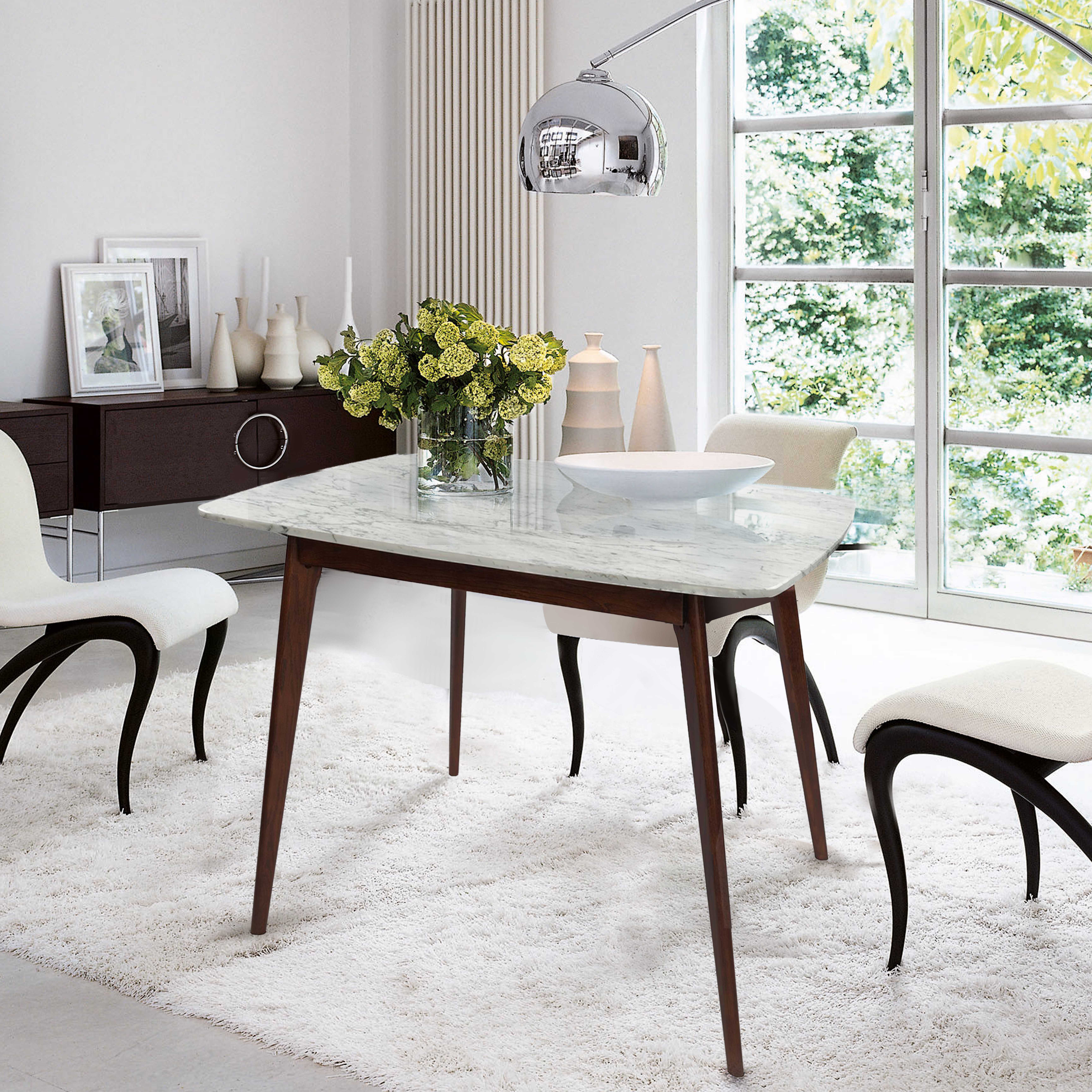 Ivy Bronx Huldah 39 Square Italian Carrara White Marble Dining Table Wayfair