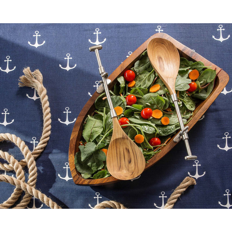 Vagabond House Sea And Shore Row Boat Shaped Salad Bowl With Matching Oar Server Wayfair