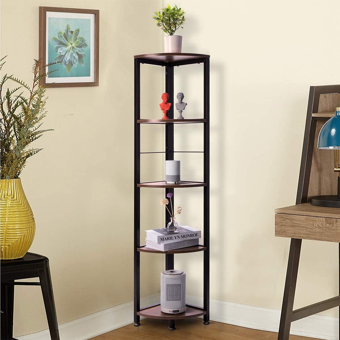 Ebern Designs Ahdia 59 1 H X 11 8 W Corner Bookcase Wayfair