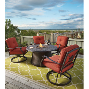 Patio Dining Set With Fire Pit | Wayfair Patio Dining Set With Fire Pit | Wayfair