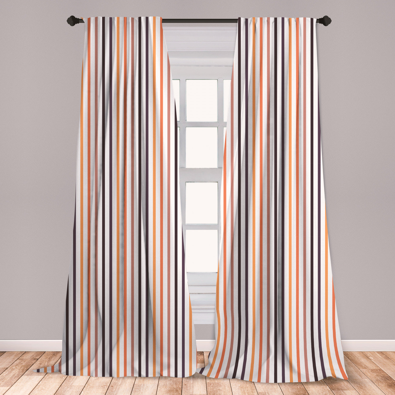 East Urban Home Striped Room Darkening Rod Pocket Curtain Panels