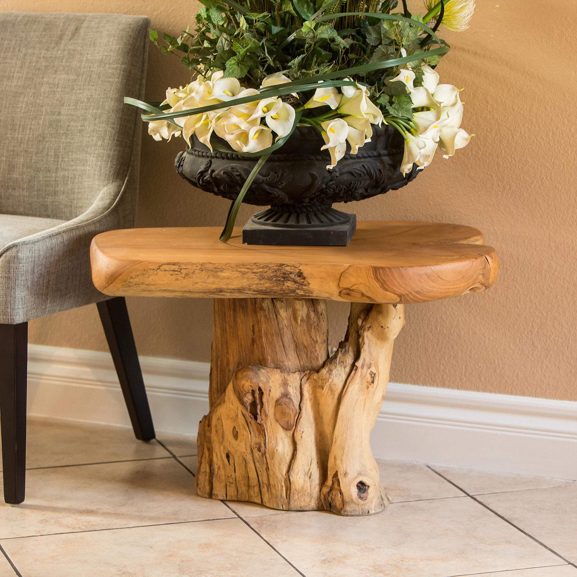 Loon Peak® Dairion 19 Tall Solid Wood Tree Stump End Table | Wayfair