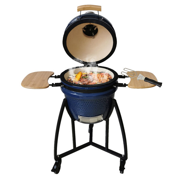 lifesmart 133 sq inch kamado ceramic grill with 6 piece accessory bundle wayfair