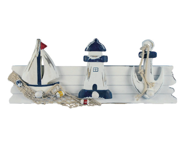 Longshore Tides Bruening Sailboat Lighthouse And Anchor Wall Mounted Coat Rack Reviews Wayfair