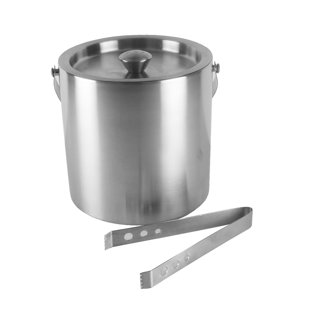 small ice bucket with lid and tongs