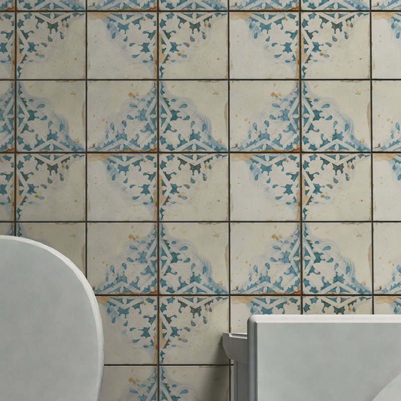 Elitetile Artisanal 13 X 13 Ceramic Patterned Wall Floor Tile