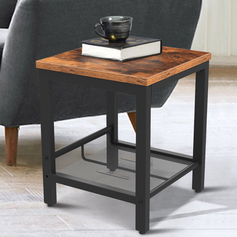 17 Stories Nightstands Side Table End Table Set Of 2 Narrow Nightstands Industrial End Table With Flat Or Slant Adjustable Mesh Shelf For Small Spaces Stable Metal Frame And Easy Assembly Rustic