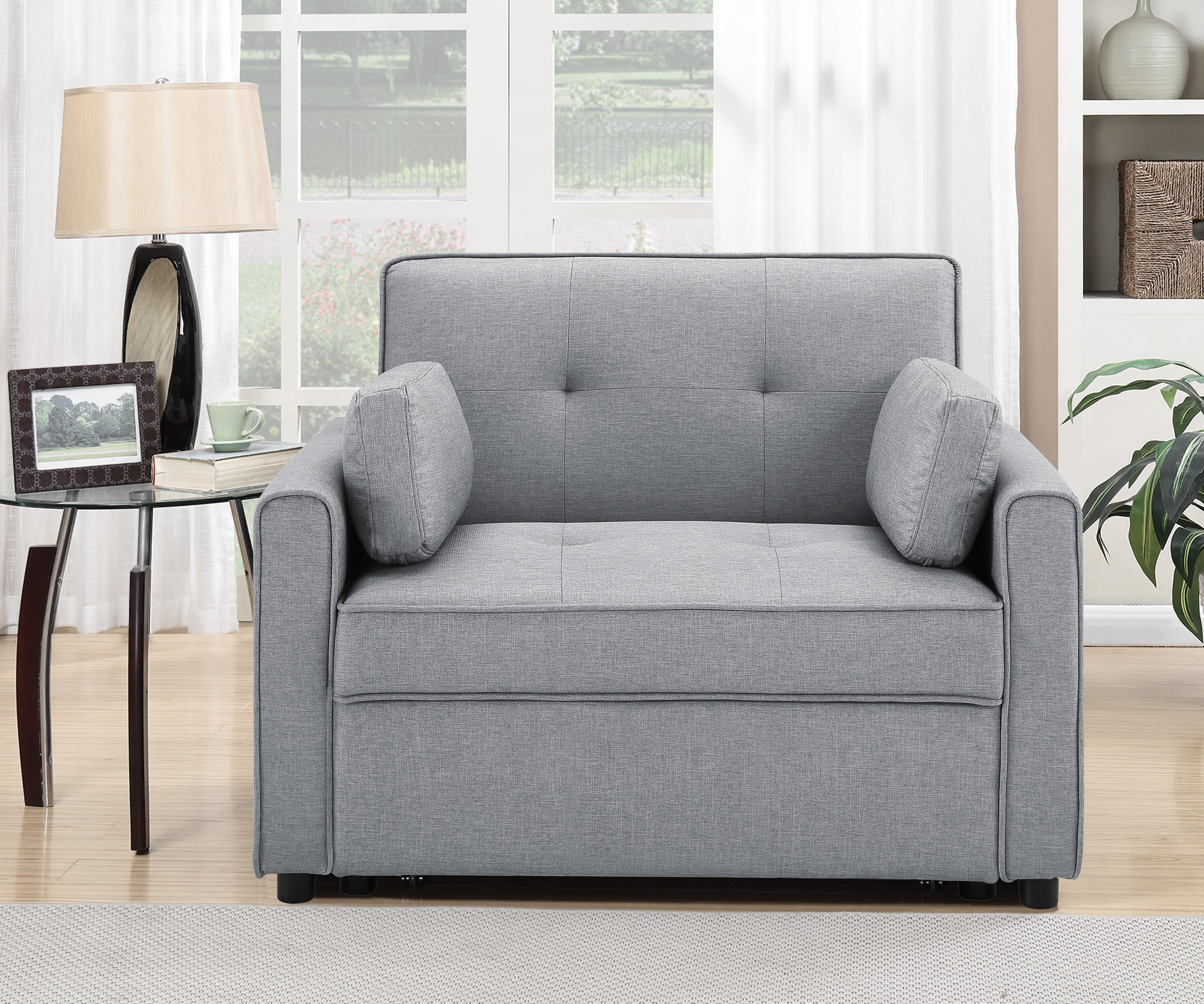 Serta Jezebel 48.8" Curved Arm Tufted Back Convertible Sleeper Chair