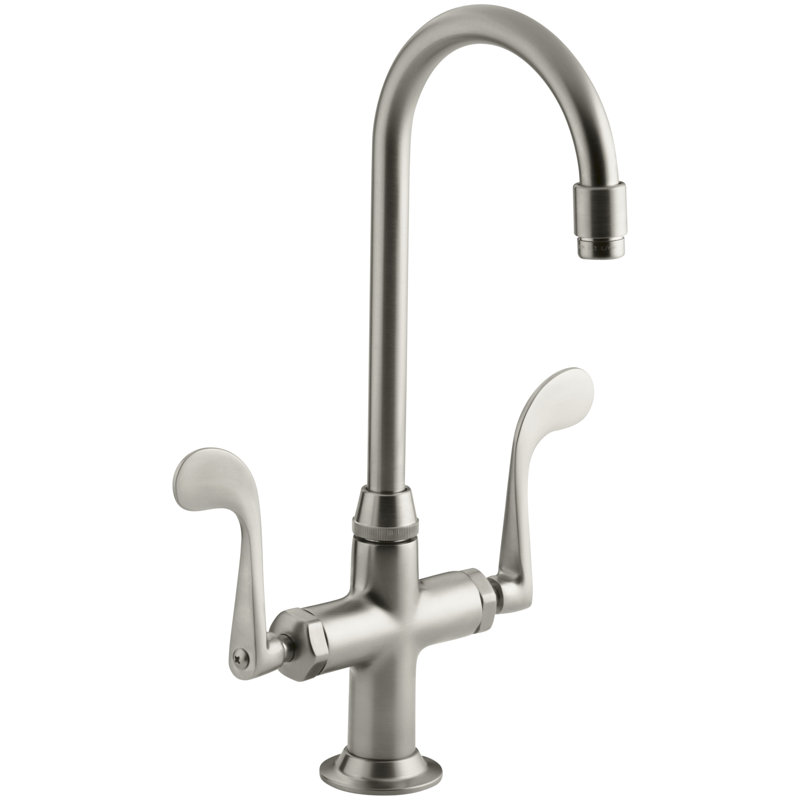 K 8761 Pb Kohler Essex Double Handle Kitchen Faucet With Wristblade Handles Wayfair