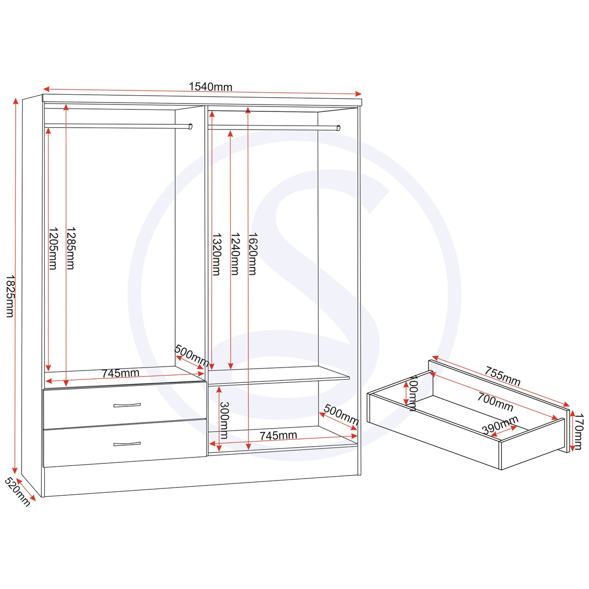 Zipcode Design Cascio 4 Door Wardrobe & Reviews | Wayfair.ie