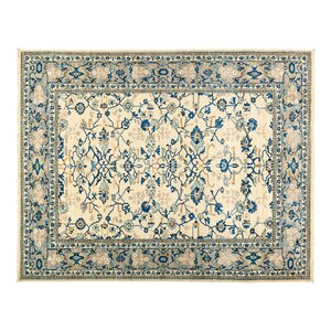 One-of-a-Kind Eclectic Hand-Knotted Ivory Area Rug