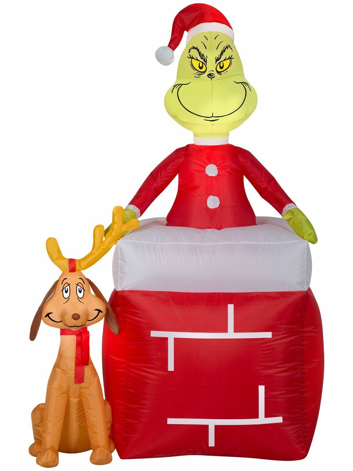 12' GIANT GRINCH & MAX ON SLEIGH Christmas Lighted Airblown Yard Inflatable