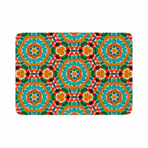 Miranda Mol Hexagon Tiles Orange Pattern Memory Foam Bath Rug