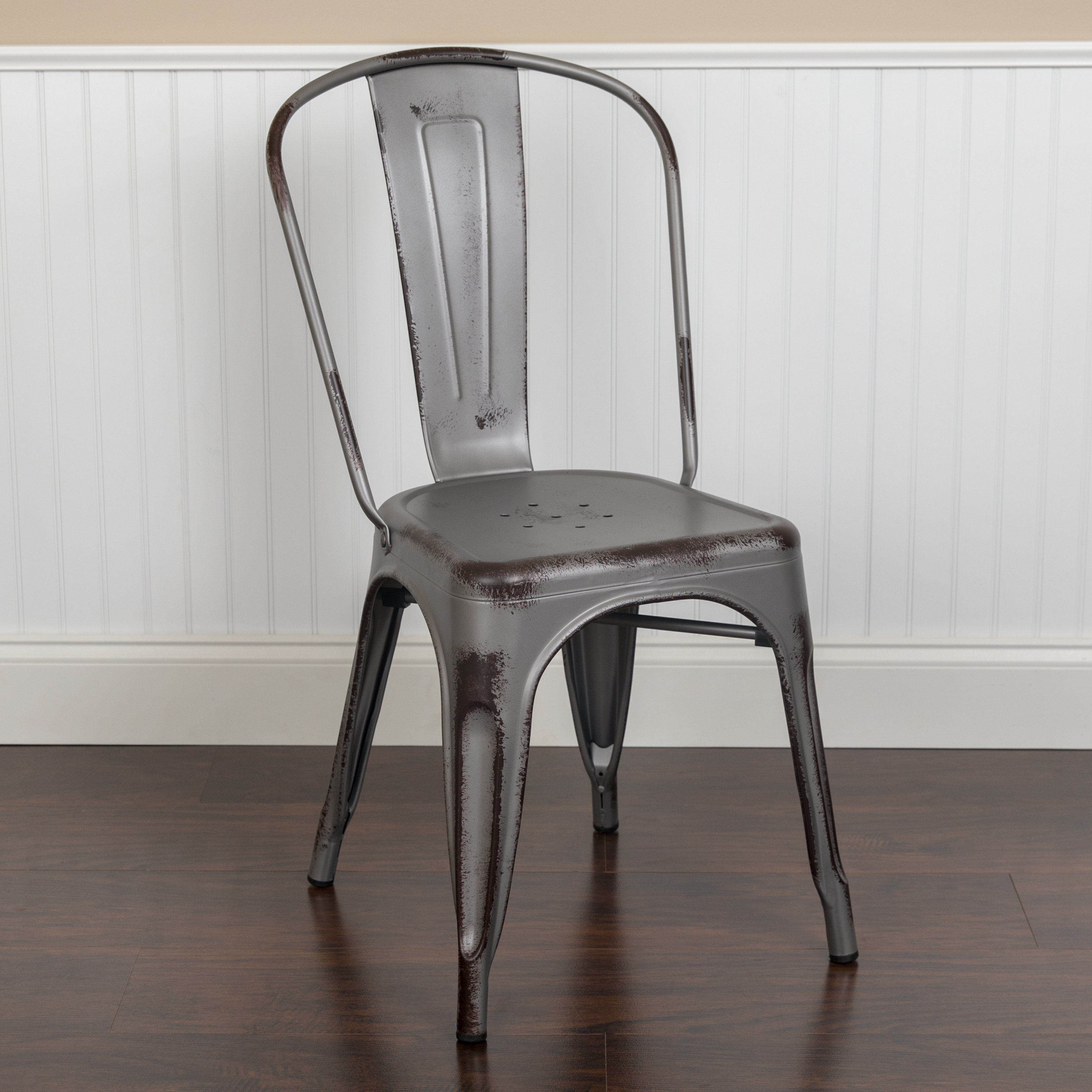 Williston Forge Mabel Metal Vertical Stacking Side Chair In Silver Wayfair