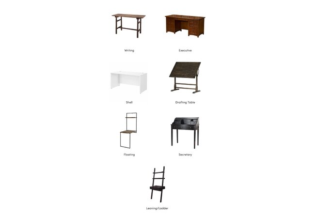 collage of all the desk types available