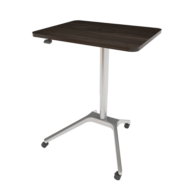 Latitude Run Pneumatic Height Adjustable Rolling Standing Desk Cart Rectangle Desktop Mobile Sit Stand Desk With Blake Wheels Wayfair Ca