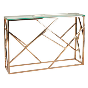 Bellegarde Contemporary Glass Console Table by Rosdorf Park 2019 Sale