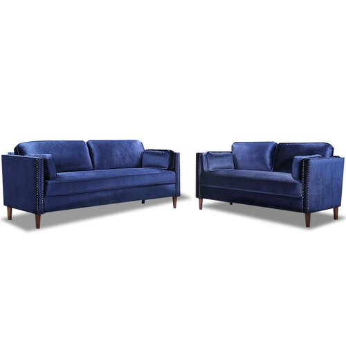 Everly Quinn Sturdy And Durable Linen Couch Set High Quality And Stylish Small Space Sofas Modern 3p And 2p Sofa For Living Room Bedroom Blue Wayfair Ca