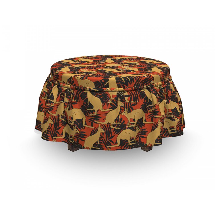 East Urban Home Animals and Palm Leaves Ottoman Slipcover | Wayfair