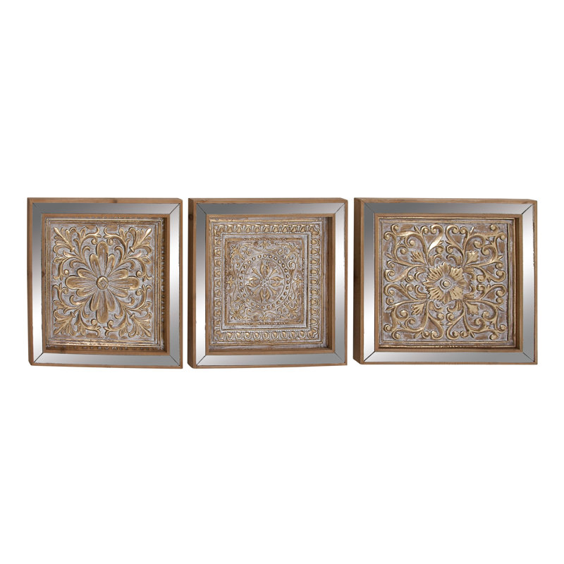 3 Piece Metal Mirror Plaque Wall Decor Set Reviews Joss Main