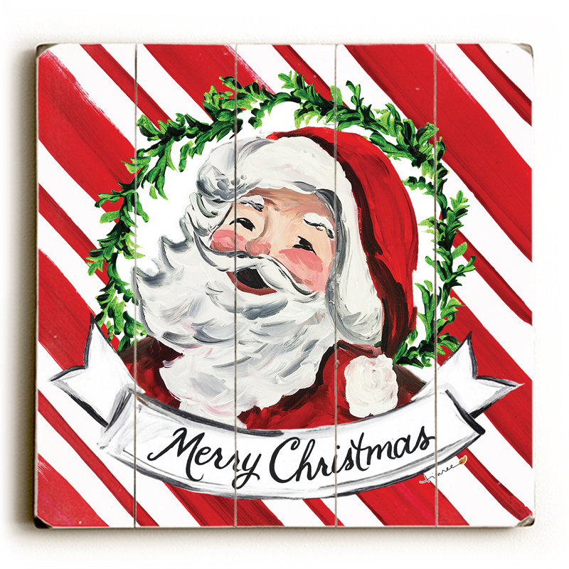 The Holiday Aisle® &lsquo;Santa Rosy Cheeks&rsquo; Graphic Art Print on Wood | Wayfair
