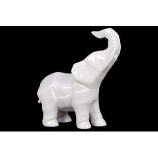 Ceramic White Elephant Wayfair Ceramic Geometric Standing Trumpeting Elephant Figurine