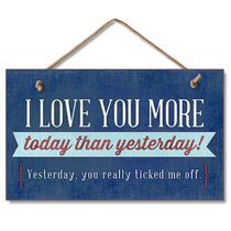 Wall Door Hanging Sign 'Love You More' Decor Gift 9.5 x 7 