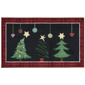 Bethel Happy Holidays Black Area Rug