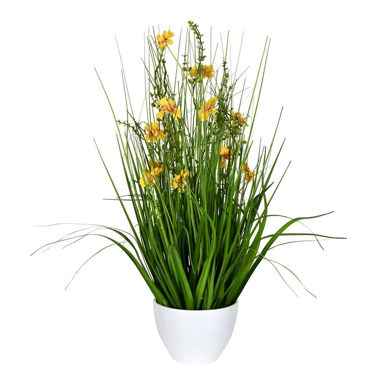 Andover Mills Artificial Flowering Grass In Pot Reviews Wayfair