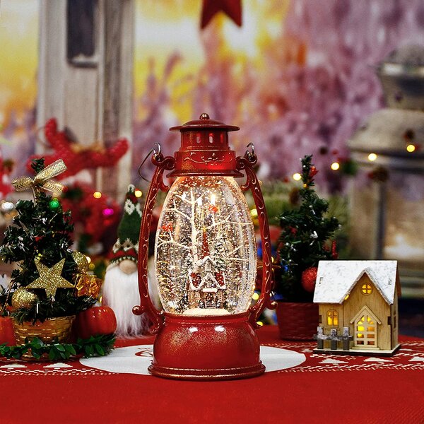 Lighted Xmas Classic Vintage Truck Water Glittering Musical Train Lamp for Christmas Home Decor Gifts Car Snow Globe Christmas Lanterns