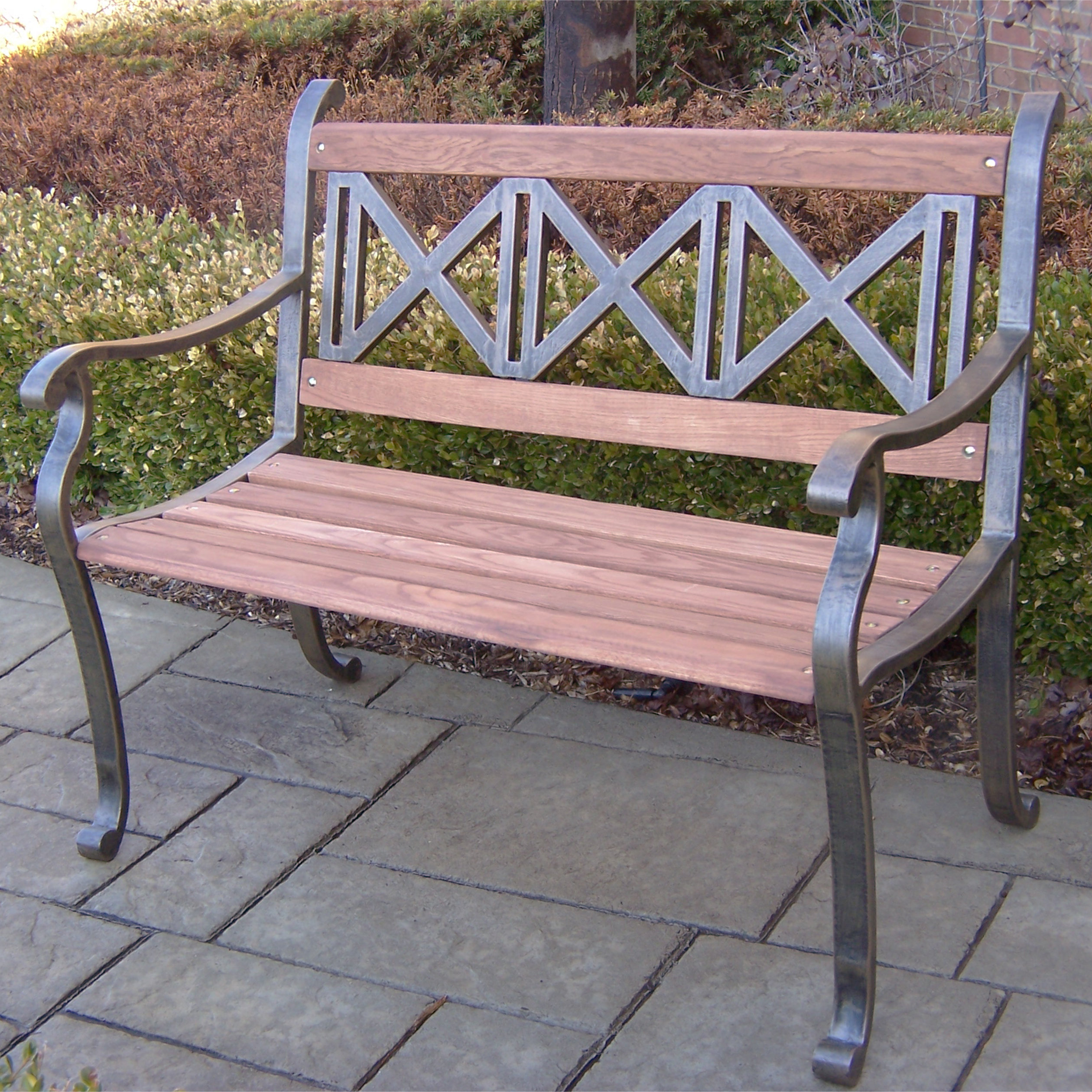 Oakland Living Triple Cross Wood And Metal Park Bench Reviews Oakland Living Triple Cross Wood And Metal Park Bench Reviews Wayfair