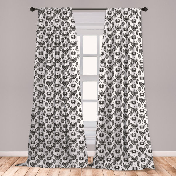 East Urban Home Ambesonne Gothic Curtains Victorian Floral Motifs And Owl Classical Vintage Flourishes Window Treatments 2 Panel Set For Living Room Bedroom Decor 56 X 63 Black Grey White Wayfair