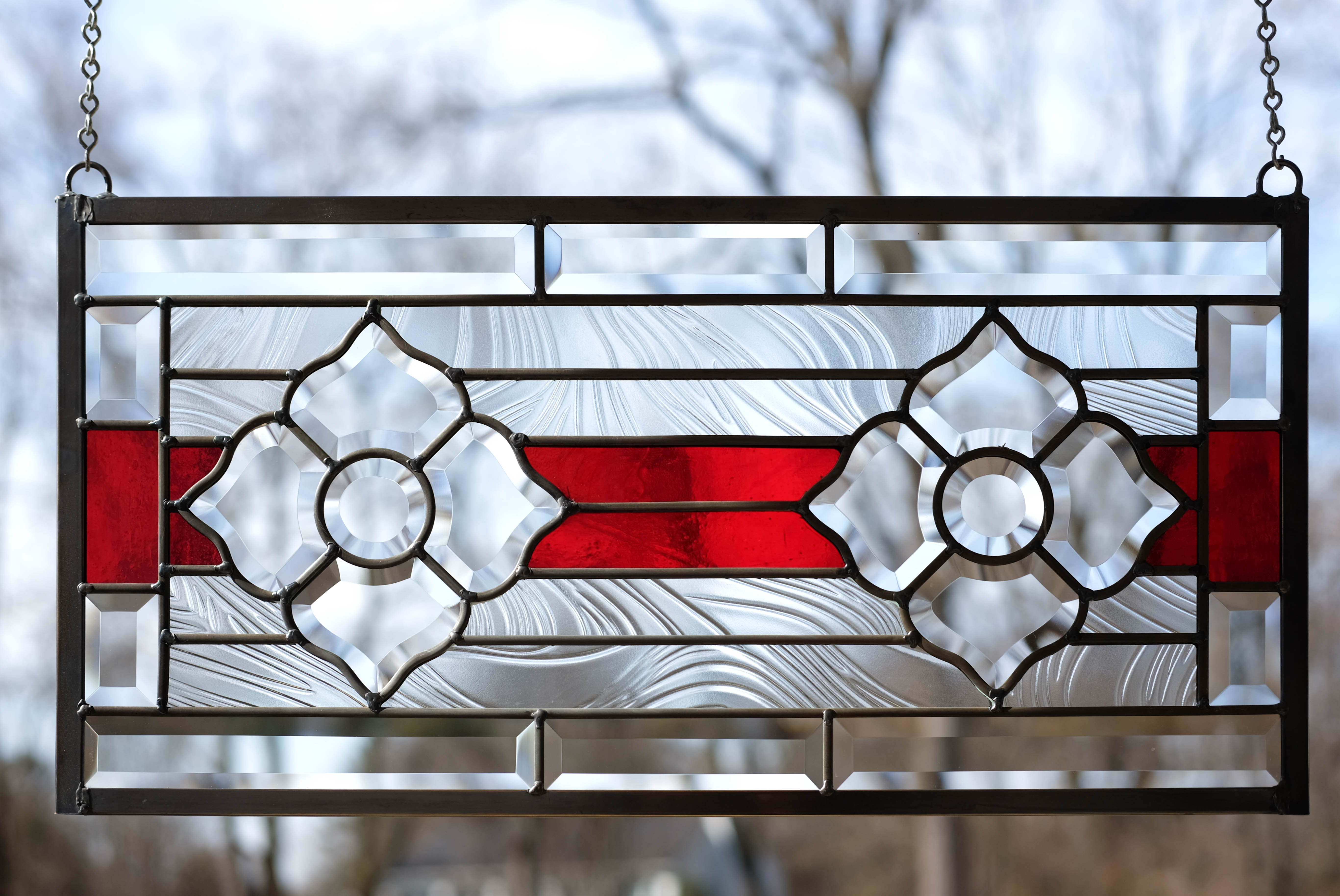 Astoria Grand Tiffany Style Stained Glass Clear Beveled Window Panel