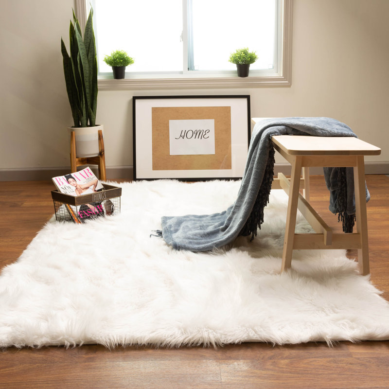 House Of Hampton Charlotte Handmade Shag Faux Sheepskin White Area Rug Reviews Wayfair