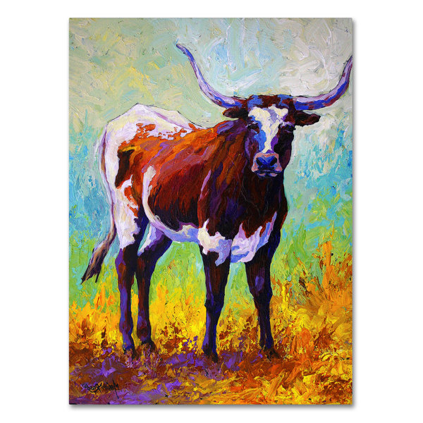 Trademark Art Sizing Up Longhorn Painting Print On Wrapped