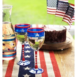 Fourth of July America plastic wine glass