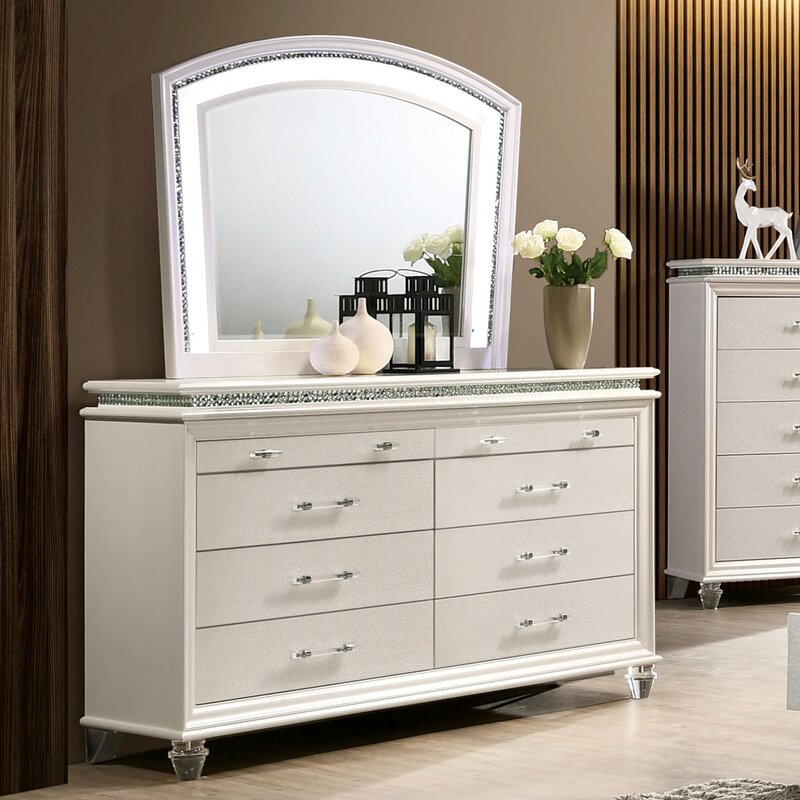 Everly Quinn Serio 8 Drawer Double Dresser With Mirror Wayfair