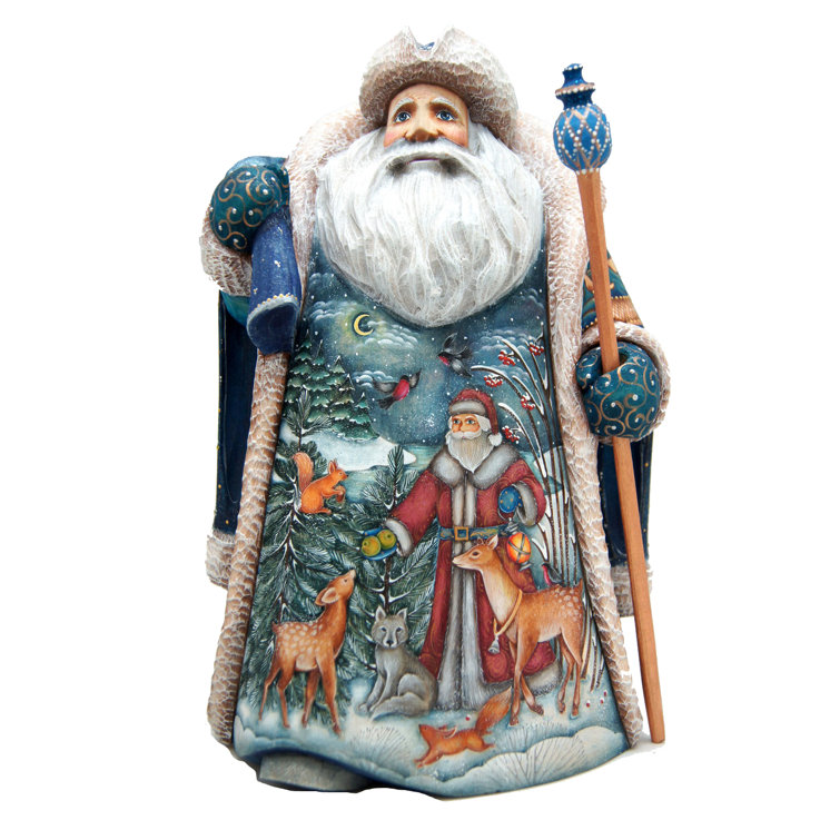 Debrekht Carved Wood and Hand-Painted Giving Father Frost Santa 12 G