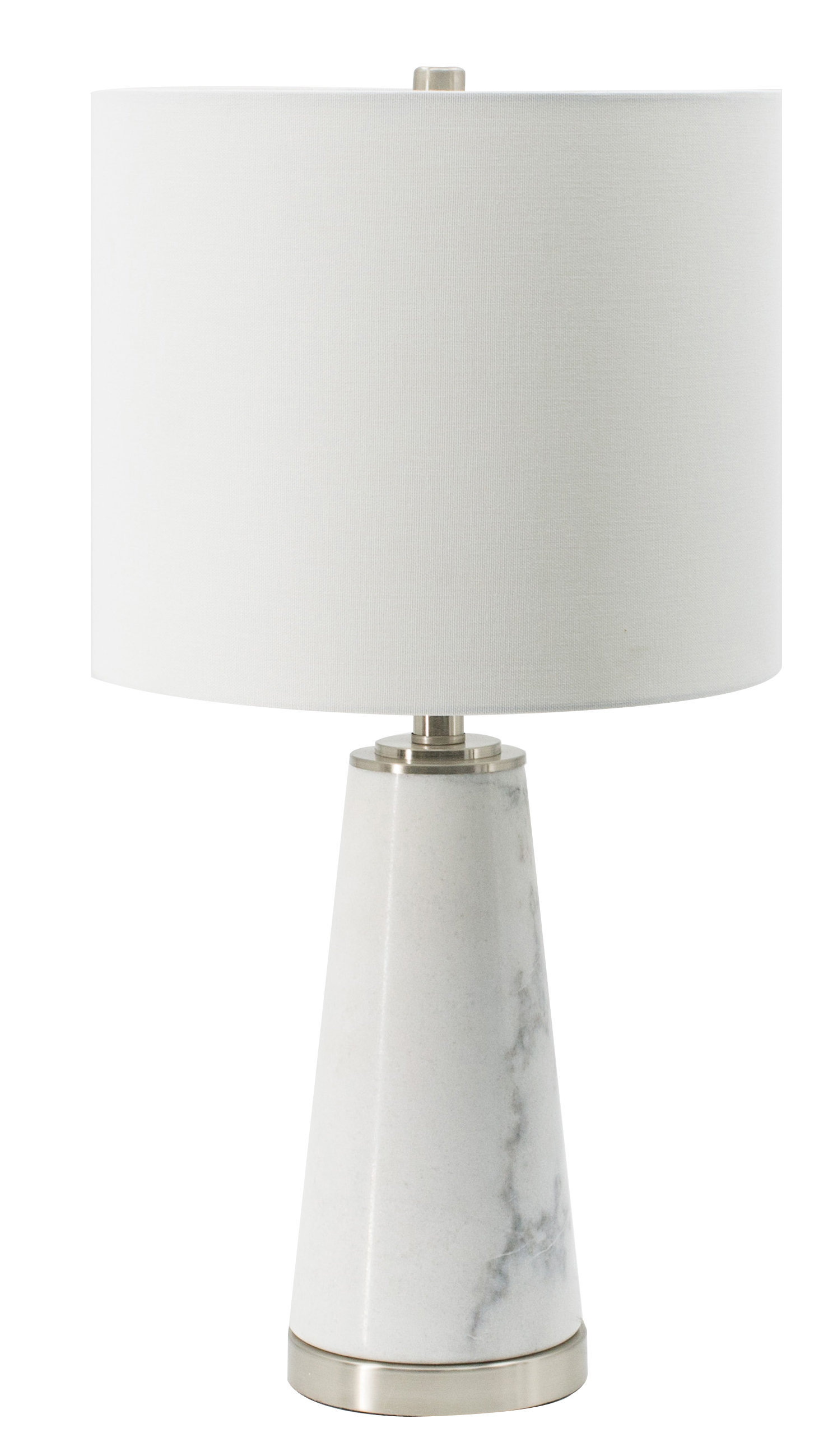 white and silver table lamp