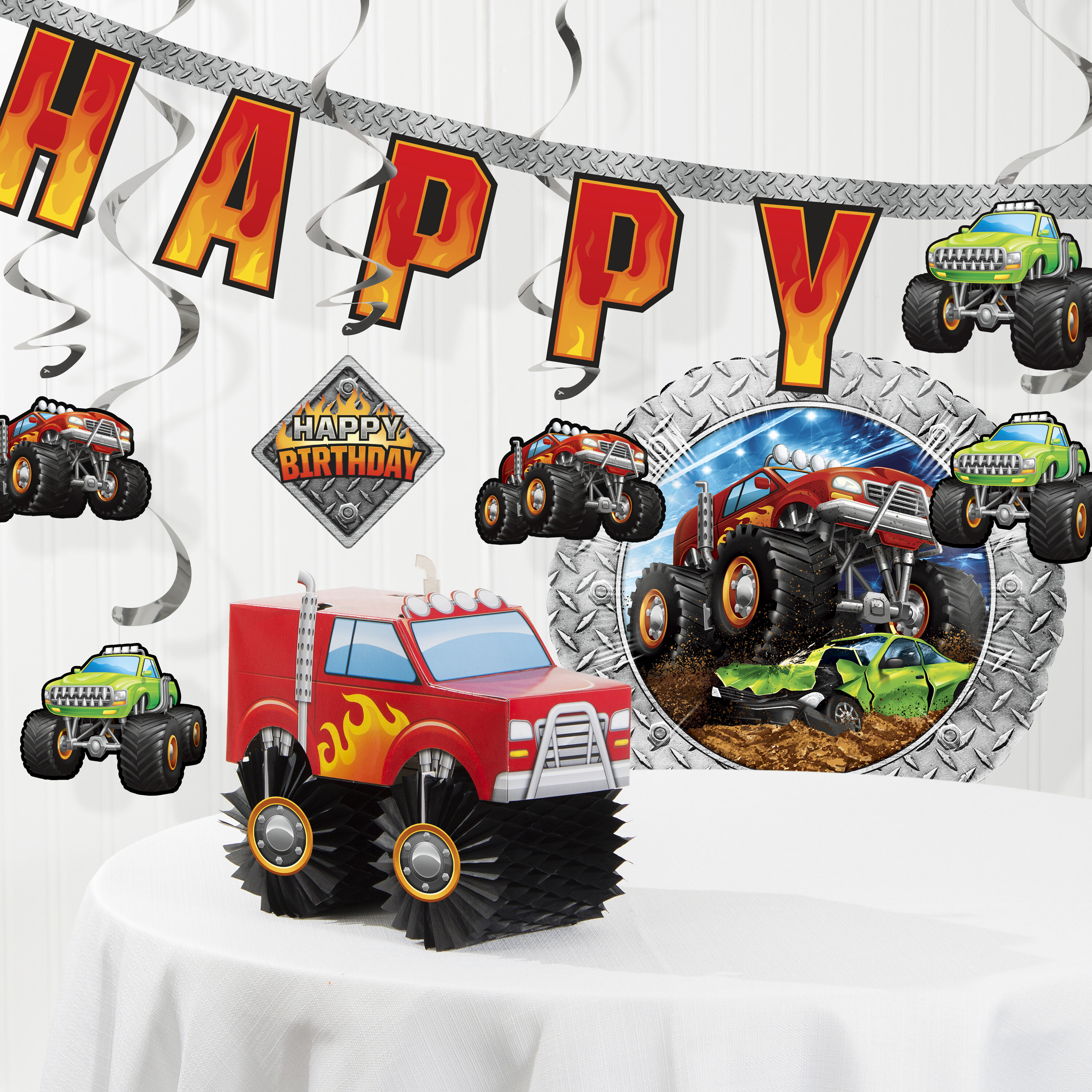 Creative Converting Monster Truck Birthday Paper Plastic