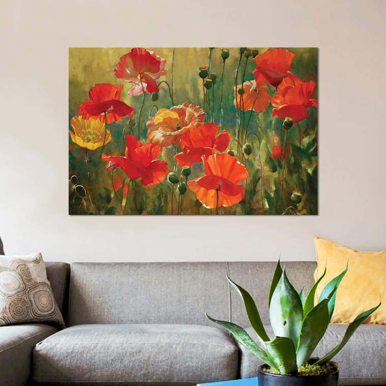 Brambly Cottage Poppy Fields By Emma Styles Graphic Art Print On Wrapped Canvas Wayfair Co Uk