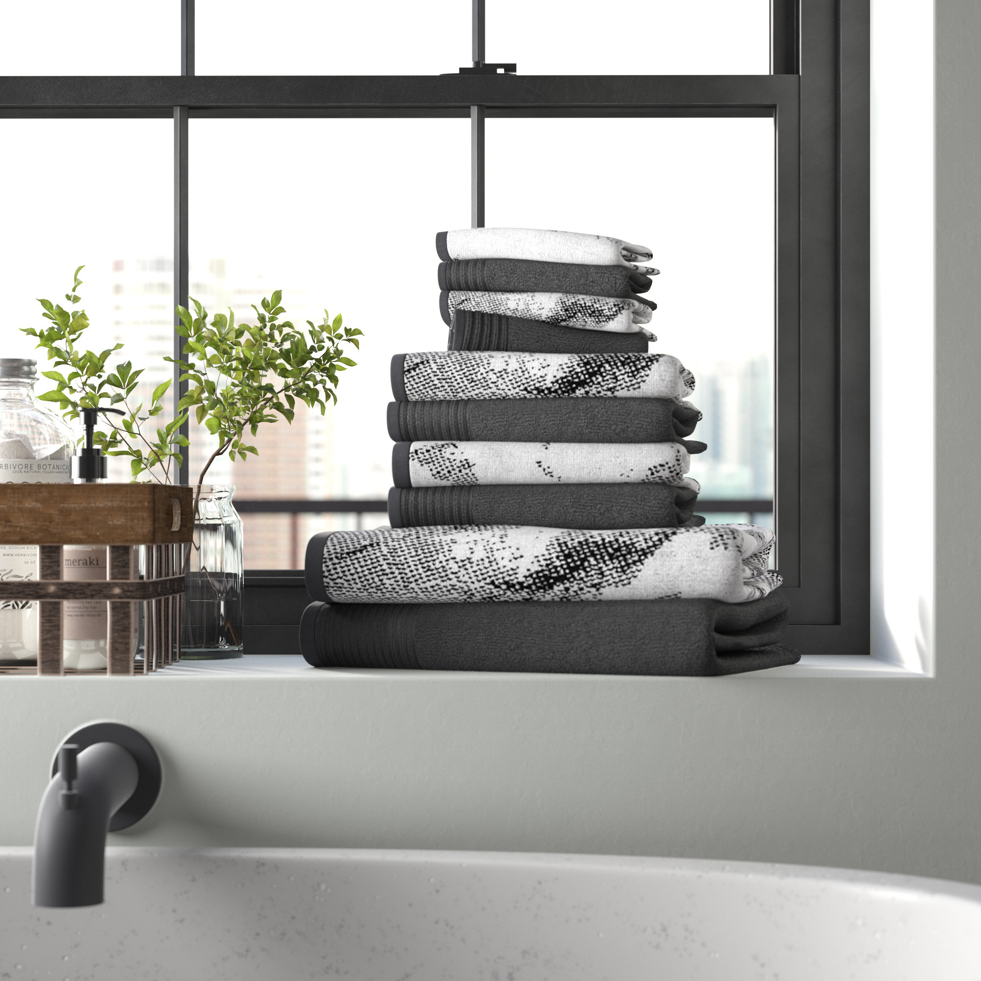 marble effect towels