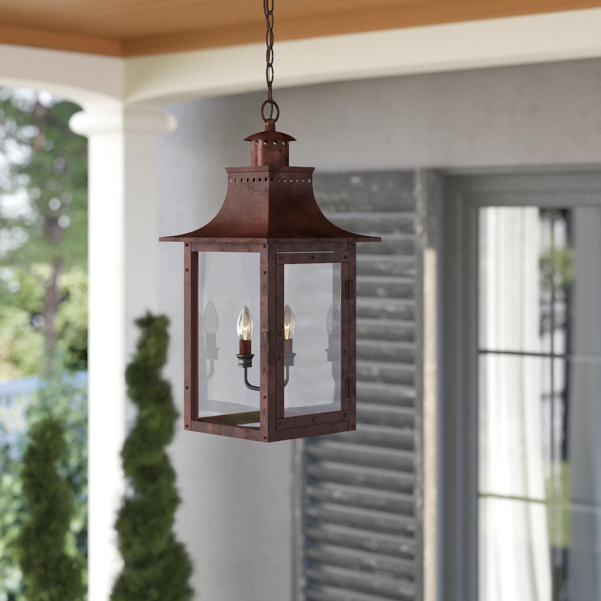 copper hanging porch light