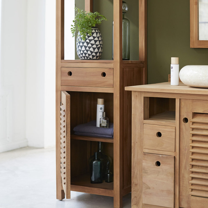 Tikamoon Coline 47 X 190cm Free Standing Tall Bathroom Cabinet Wayfair Co Uk