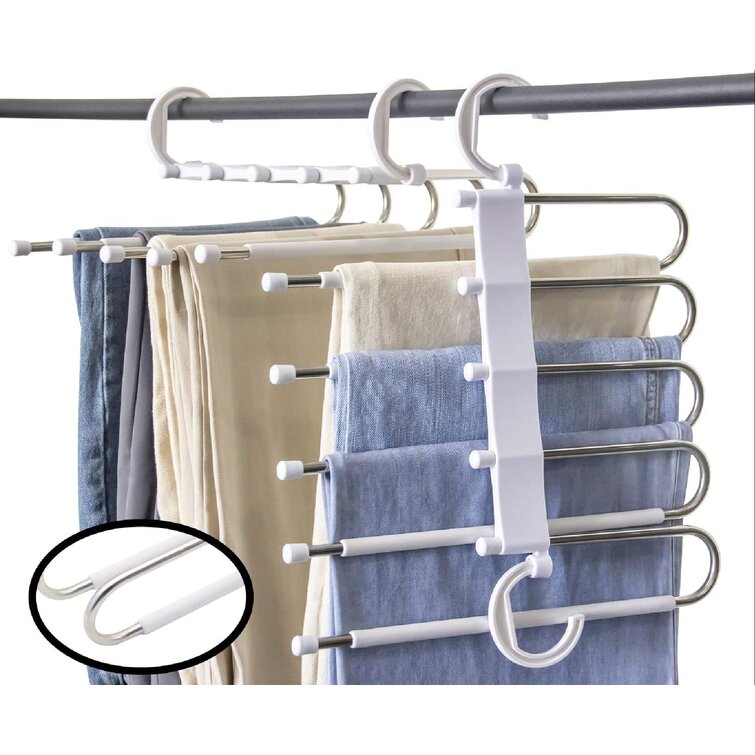 Multifunctional Pants Hangers Non-Slip Clothes Organizer 5 Layered Trousers Rack