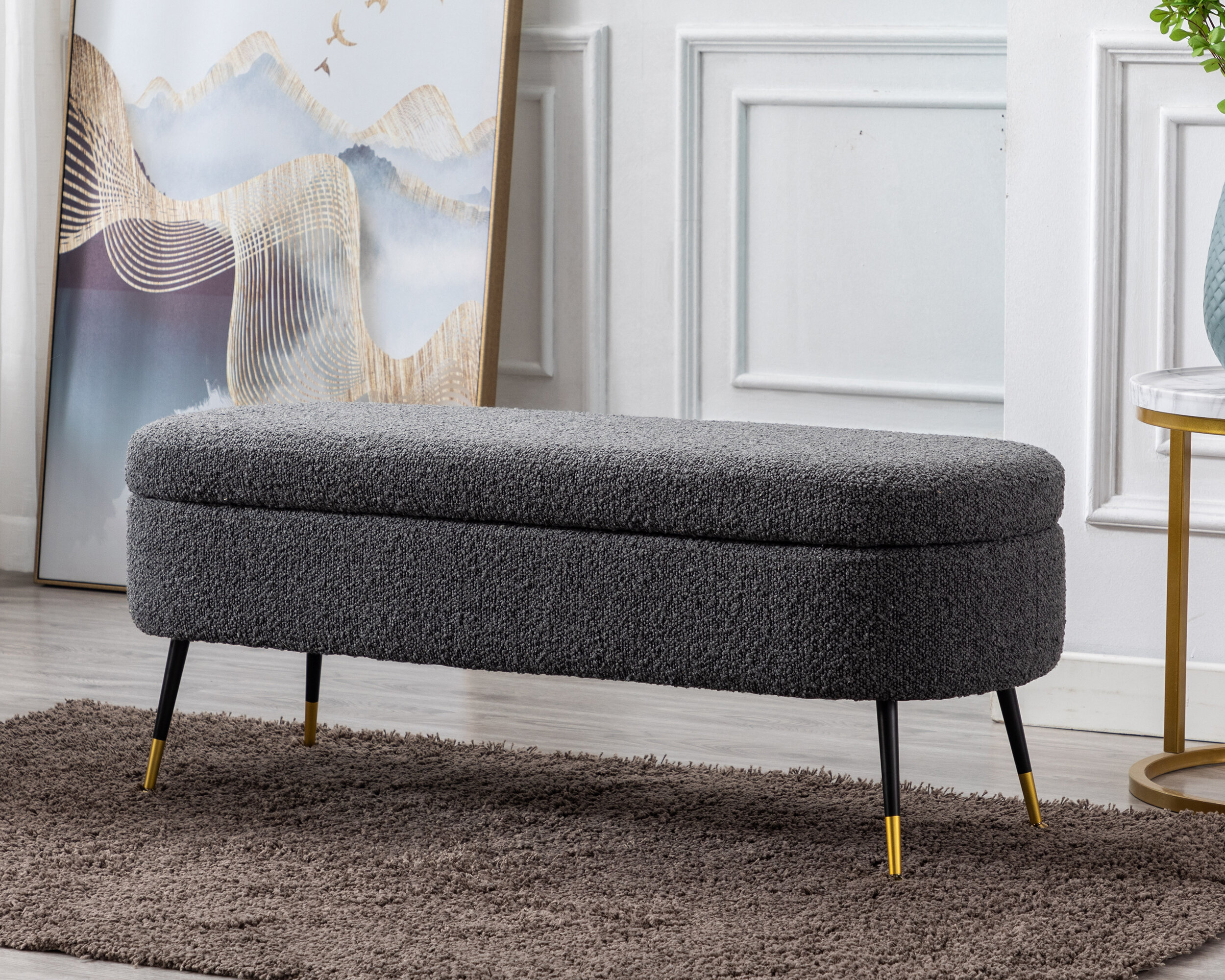 Everly Quinn Kadarrius Upholstered Shoe Storage Bench | Wayfair