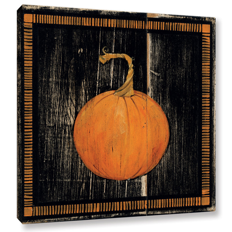 Orange and Black Distressed Polka Dot Pumpkin I Painting Print