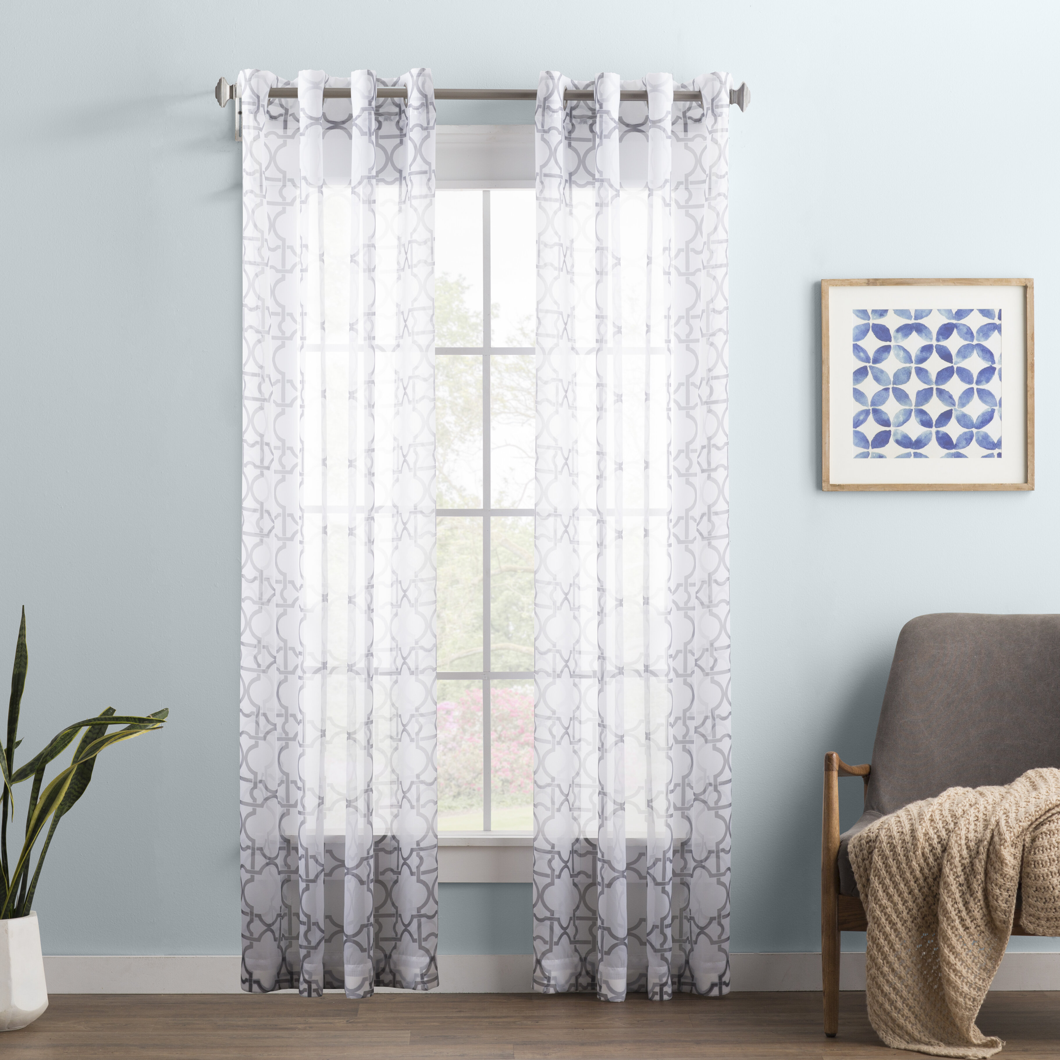 Wayfair Basics Geometric Sheer Grommet Single Curtain Panel Reviews Wayfair